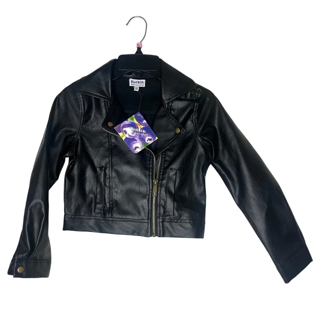 Blueberi‎ Boulevard Girls Faux Leather Moto Jacket And Floral Dress Set Size 10